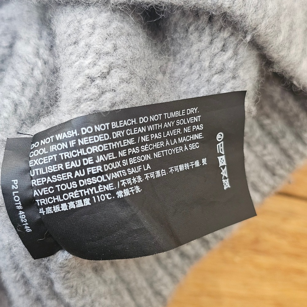 Theory Sweater Women Petite P Small Grey Wool Mock Neck Minimalist Quiet Luxury - Picture 6 of 12